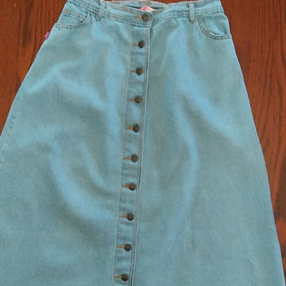 Light blue denim skirt